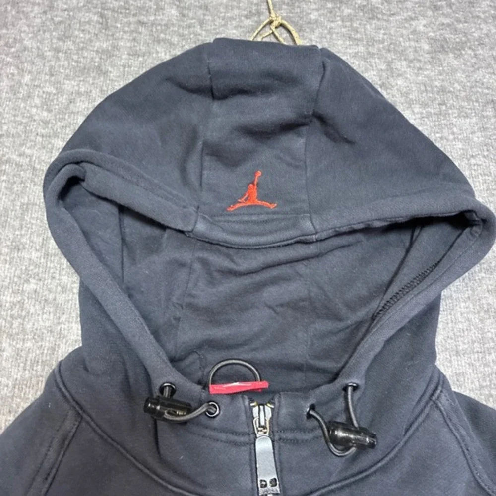 Vintage Air Jordan Full Zip Hoodie‎ Mens 3XL Black Red Contrast Stitching Y2K